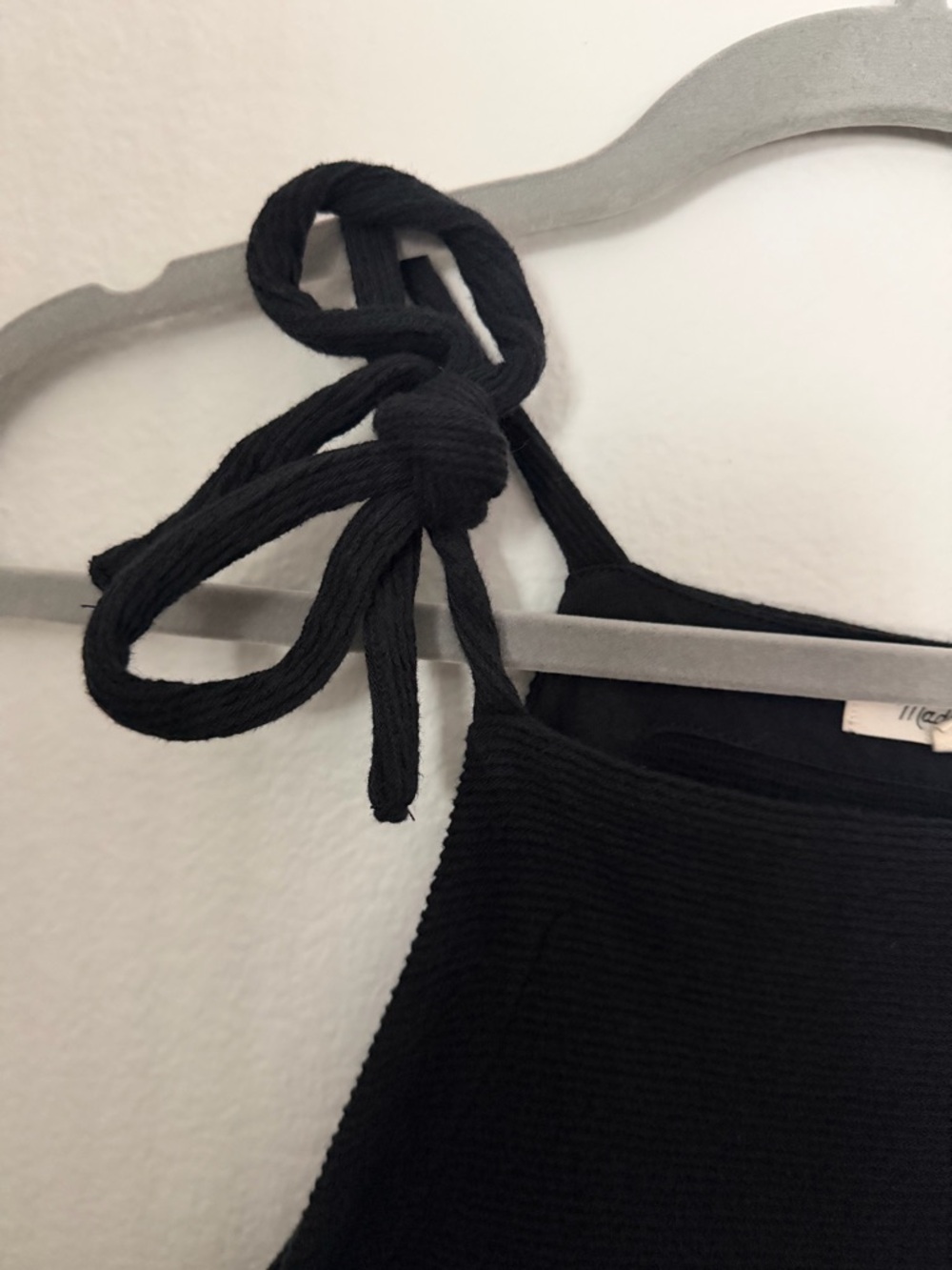 Size XL Madewell Black Tie-Shoulder Ribbed 100% Cotton Tank - Picture 5 of 7